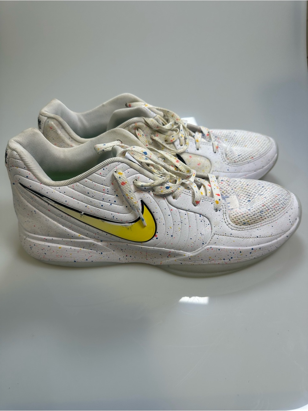 Nike Men’s Ja 2 Ja White Sneakers with Yellow Swoosh - Speckled Design